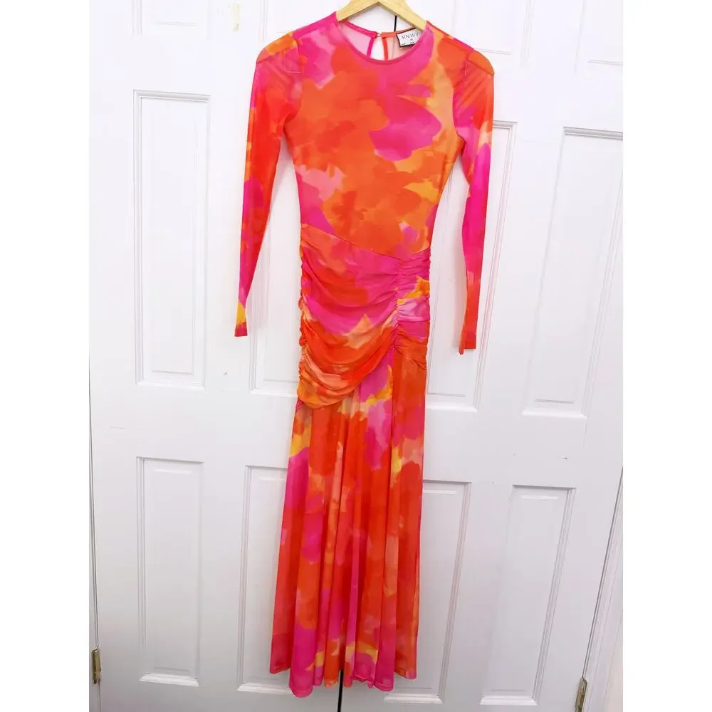 RUNAWAY THE LABEL Olivia Maxi Dress Orange Floral - Picture 4 of 14